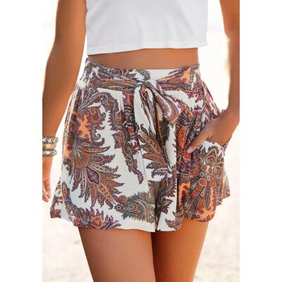 Strandshorts LASCANA "aus luftig-leichter Viskose", Damen, Gr. 42, N-Gr, bunt (weiß, bedruckt), Jersey, Obermaterial: 100% Viskose, figurumspielend kurz, Hosen Strandshorts, mit Bindeband, elastischer Bund, kurze Hose, Sommerhose Strandshorts LASCANA "aus luftig-leichter Viskose", Damen, Gr. 42, N-Gr, bunt (weiß, bedruckt), Jersey, Obermaterial: 100% Viskose, figurumspielend kurz, Hosen Strandshorts, mit Bindeband, elastischer Bund, kurze Hose, Sommerhose