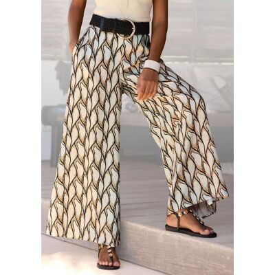 Webhose LASCANA "mit extra weitem Bein aus softer Satinqualität", Damen, Gr. 42, N-Gr, bunt (beige, khaki bedruckt), Satin, Obermaterial: 100% Polyester, bedruckt, figurumspielend bodenlang, Hosen Webhose, luftige Sommerhose mit Taschen, elegant Webhose LASCANA "mit extra weitem Bein aus softer Satinqualität", Damen, Gr. 42, N-Gr, bunt (beige, khaki bedruckt), Satin, Obermaterial: 100% Polyester, bedruckt, figurumspielend bodenlang, Hosen Webhose, luftige Sommerhose mit Taschen, elegant