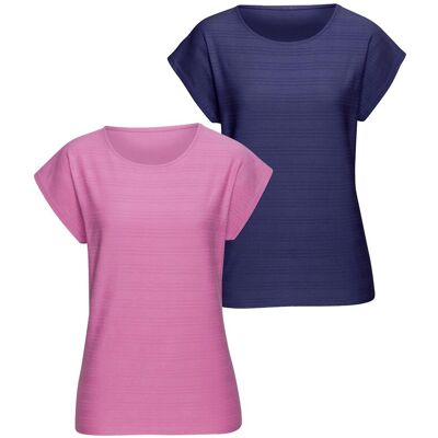T-Shirt VIVANCE "mit modischer Streifenstruktur", Damen, Gr. 48/50, blau (pink, royalblau), Obermaterial: 100% Baumwolle, unifarben, bequem normal, Rundhals, Shirts T-Shirt, aus luftiger Baumwoll-Qualität T-Shirt VIVANCE "mit modischer Streifenstruktur", Damen, Gr. 48/50, blau (pink, royalblau), Obermaterial: 100% Baumwolle, unifarben, bequem normal, Rundhals, Shirts T-Shirt, aus luftiger Baumwoll-Qualität
