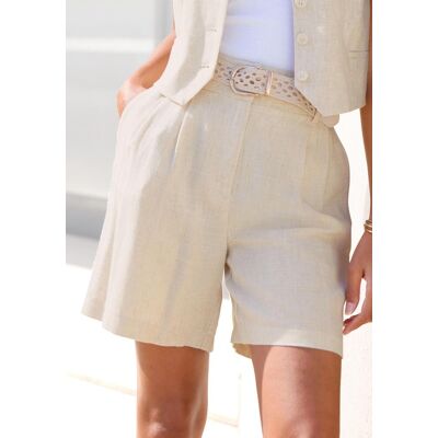 Bermudas LASCANA "aus sommerlichem Leinen-Mix", Damen, Gr. 40, N-Gr, beige (sand), Web, Obermaterial: 85% Viskose, 15% Leinen, unifarben, figurumspielend ca. Mitte Oberschenkel, Hosen Bermudas, mit modischen Bundfalten, feminine Sommershorts, Webshorts, S Bermudas LASCANA "aus sommerlichem Leinen-Mix", Damen, Gr. 40, N-Gr, beige (sand), Web, Obermaterial: 85% Viskose, 15% Leinen, unifarben, figurumspielend ca. Mitte Oberschenkel, Hosen Bermudas, mit modischen Bundfalten, feminine Sommershorts, Webshorts, S