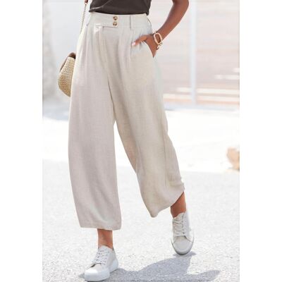 Bundfaltenhose LASCANA "aus leichtem Leinenmix mit weitem, luftigem Bein", Damen, Gr. 34, N-Gr, beige (sand), Web, Obermaterial: 85% Viskose, 15% Leinen, unifarben, figurumspielend lang, Hosen Bundfaltenhose, mit Taschen und Knopfdetail, weites Bein, leic Bundfaltenhose LASCANA "aus leichtem Leinenmix mit weitem, luftigem Bein", Damen, Gr. 34, N-Gr, beige (sand), Web, Obermaterial: 85% Viskose, 15% Leinen, unifarben, figurumspielend lang, Hosen Bundfaltenhose, mit Taschen und Knopfdetail, weites Bein, leic
