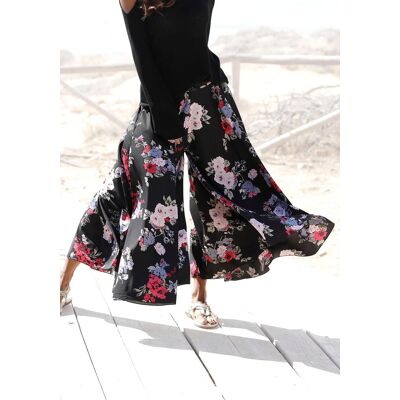 Hosenrock LASCANA "mit extra weitem Bein", Damen, Gr. 46, schwarz (schwarz, bedruckt), Web, Obermaterial: 100% Polyester, bedruckt, figurumspielend lang, Röcke Hosenrock, mit Blumenprint, Culotte, extraweites Bein, luftige Sommerhose Hosenrock LASCANA "mit extra weitem Bein", Damen, Gr. 46, schwarz (schwarz, bedruckt), Web, Obermaterial: 100% Polyester, bedruckt, figurumspielend lang, Röcke Hosenrock, mit Blumenprint, Culotte, extraweites Bein, luftige Sommerhose
