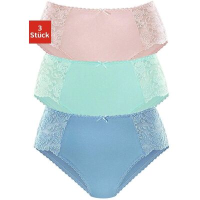 Hüftslip PETITE FLEUR, Damen, Gr. 48/50, bunt (blau, rosa, mint), Jersey, Obermaterial: 93% Baumwolle, 7% Elasthan. Spitze: 95% Polyamid, 5% Elasthan, unifarben, körpernah, Unterhosen Hüftslip, aus elastischer Baumwoll-Qualität Hüftslip PETITE FLEUR, Damen, Gr. 48/50, bunt (blau, rosa, mint), Jersey, Obermaterial: 93% Baumwolle, 7% Elasthan. Spitze: 95% Polyamid, 5% Elasthan, unifarben, körpernah, Unterhosen Hüftslip, aus elastischer Baumwoll-Qualität