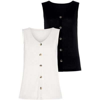 Shirttop LASCANA "mit Zierknopfleiste", Damen, Gr. 44/46, beige (creme, schwarz), Obermaterial: 65% Polyester (REPREVE), 35% Viskose, unifarben, bequem, V-Ausschnitt, Tops Shirttop, Sommertops aus pflegeleichter Qualität Shirttop LASCANA "mit Zierknopfleiste", Damen, Gr. 44/46, beige (creme, schwarz), Obermaterial: 65% Polyester (REPREVE), 35% Viskose, unifarben, bequem, V-Ausschnitt, Tops Shirttop, Sommertops aus pflegeleichter Qualität