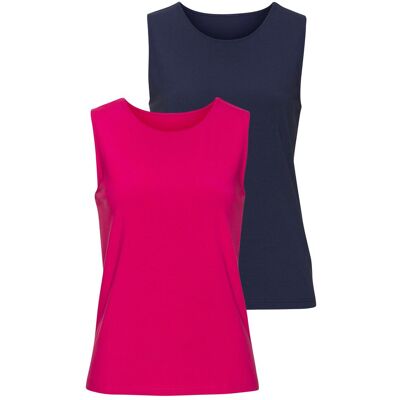 Tanktop LASCANA "aus luftiger Baumwoll-Modal-Qualität", Damen, Gr. 48/50, bunt (hibiskus, navy), Single Jersey, Obermaterial: 50% Baumwolle, 45% Modal (TENCEL™), 5% Elasthan, unifarben, Basic, bequem, Rundhals, Tops Tanktop, Sommerliches Tanktop Tanktop LASCANA "aus luftiger Baumwoll-Modal-Qualität", Damen, Gr. 48/50, bunt (hibiskus, navy), Single Jersey, Obermaterial: 50% Baumwolle, 45% Modal (TENCEL™), 5% Elasthan, unifarben, Basic, bequem, Rundhals, Tops Tanktop, Sommerliches Tanktop