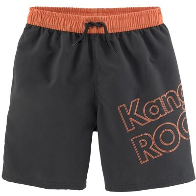 Badeshorts KANGAROOS "Adams Kids", Jungen, Gr. 122/128, N-Gr, orange (schwarz, orange), Microfaser, Polyester, unifarben mit Farbeinsatz, Badehosen Badeshorts, im Colorblocking-Design Badeshorts KANGAROOS "Adams Kids", Jungen, Gr. 122/128, N-Gr, orange (schwarz, orange), Microfaser, Polyester, unifarben mit Farbeinsatz, Badehosen Badeshorts, im Colorblocking-Design