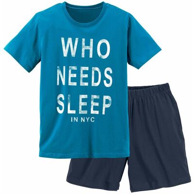 Pyjama AUTHENTIC LE JOGGER, Jungen, Gr. 134/140, bunt (türkis, marine), Jersey, Obermaterial: 100% Baumwolle, bedruckt, Basic, bequem kurz, Rundhals, abgesteppte Kante, Homewear-Sets Pyjama, Schlafanzug mit Spruch "Who needs sleep" Pyjama AUTHENTIC LE JOGGER, Jungen, Gr. 134/140, bunt (türkis, marine), Jersey, Obermaterial: 100% Baumwolle, bedruckt, Basic, bequem kurz, Rundhals, abgesteppte Kante, Homewear-Sets Pyjama, Schlafanzug mit Spruch "Who needs sleep"