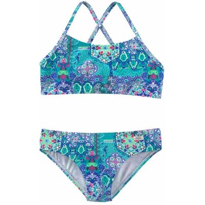 Bustier-Bikini BUFFALO "Shari Kids", Mädchen, Gr. 122/128, N-Gr, grün (türkis, bedruckt), Polyamid, Paisleymuster, Bikini-Sets Bustier-Bikini, mit verspieltem Print Bustier-Bikini BUFFALO "Shari Kids", Mädchen, Gr. 122/128, N-Gr, grün (türkis, bedruckt), Polyamid, Paisleymuster, Bikini-Sets Bustier-Bikini, mit verspieltem Print
