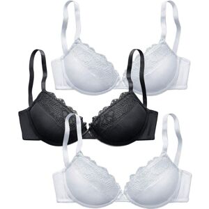Push-up-BH PETITE FLEUR, Damen, Gr. 80, Cup B, weiss (2xweiß, 1xschwarz), Spitze, Obermaterial: 59% Polyester, 19% Baumwolle, 11% Elasthan, 11% Polyamid, BHs Push-up-BH, mit Bügel im attraktiven Multipack, Dessous Push-up-BH PETITE FLEUR, Damen, Gr. 80, Cup B, weiss (2xweiß, 1xschwarz), Spitze, Obermaterial: 59% Polyester, 19% Baumwolle, 11% Elasthan, 11% Polyamid, BHs Push-up-BH, mit Bügel im attraktiven Multipack, Dessous