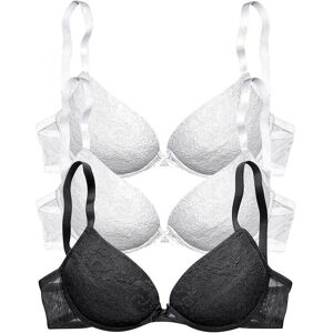 Push-up-BH PETITE FLEUR, Damen, Gr. 75, Cup B, schwarz-weiss (2xweiß, 1xschwarz), Spitze, Obermaterial: 64% Baumwolle, 31% Polyamid, 5% Elasthan, BHs Push-up-BH, mit Bügel und herausnehmbaren Kissen, Dessous Push-up-BH PETITE FLEUR, Damen, Gr. 75, Cup B, schwarz-weiss (2xweiß, 1xschwarz), Spitze, Obermaterial: 64% Baumwolle, 31% Polyamid, 5% Elasthan, BHs Push-up-BH, mit Bügel und herausnehmbaren Kissen, Dessous