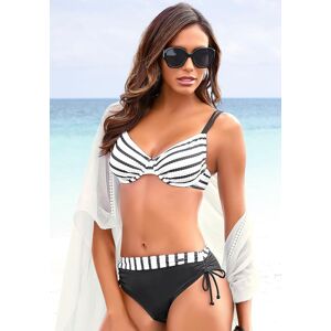 Bügel-Bikini LASCANA, Damen, Gr. 36, Cup D, schwarz-weiss (schwarz, weiß), Polyamid, gestreift, kontrastfarbene Details, Bikini-Sets Bügel-Bikini, mit höherer geschnittener Bikini-Hose Bügel-Bikini LASCANA, Damen, Gr. 36, Cup D, schwarz-weiss (schwarz, weiß), Polyamid, gestreift, kontrastfarbene Details, Bikini-Sets Bügel-Bikini, mit höherer geschnittener Bikini-Hose