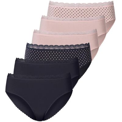 Jazz-Pants Slips VIVANCE, Damen, Gr. 44/46, 6 Stk., bunt (navy, rose), Single Jersey, Obermaterial: 95% Baumwolle, 5% Elasthan, gepunktet, unifarben, Unterhosen Jazz-Pants Slips, angenehm elastische Qualität Jazz-Pants Slips VIVANCE, Damen, Gr. 44/46, 6 Stk., bunt (navy, rose), Single Jersey, Obermaterial: 95% Baumwolle, 5% Elasthan, gepunktet, unifarben, Unterhosen Jazz-Pants Slips, angenehm elastische Qualität