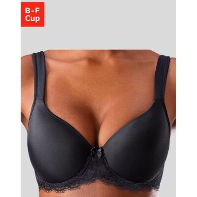 Schalen-BH LASCANA, Damen, Gr. 100, Cup C, schwarz, Microtouch, Obermaterial: 85% Polyamid, 15% Elasthan, BHs Schalen-BH, mit Bügel, nahtlos vorgeformte Cups, Spitzendetails, Dessous Schalen-BH LASCANA, Damen, Gr. 100, Cup C, schwarz, Microtouch, Obermaterial: 85% Polyamid, 15% Elasthan, BHs Schalen-BH, mit Bügel, nahtlos vorgeformte Cups, Spitzendetails, Dessous