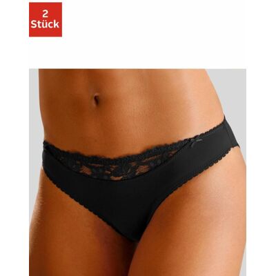 Slip NUANCE, Damen, Gr. 40/42, schwarz (2xschwarz), Microfaser, Obermaterial: 85% Polyamid, 15% Elasthan, körpernah, Unterhosen Slip, mit Spitzeneinsatz vorne Slip NUANCE, Damen, Gr. 40/42, schwarz (2xschwarz), Microfaser, Obermaterial: 85% Polyamid, 15% Elasthan, körpernah, Unterhosen Slip, mit Spitzeneinsatz vorne