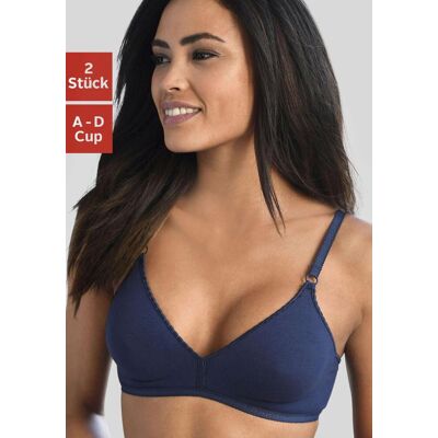Bralette-BH PETITE FLEUR, Damen, Gr. 75, Cup A, blau (marine, weiß), Jersey, Obermaterial: 95% Baumwolle, 5% Elasthan, Basic, BHs Bralette-BH, ohne Bügel, Baumwollqualität, Packung, bequemer BH Bralette-BH PETITE FLEUR, Damen, Gr. 75, Cup A, blau (marine, weiß), Jersey, Obermaterial: 95% Baumwolle, 5% Elasthan, Basic, BHs Bralette-BH, ohne Bügel, Baumwollqualität, Packung, bequemer BH