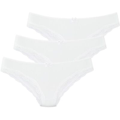 Brasilslip LASCANA, Damen, Gr. 44/46, weiss (weiß), Single Jersey, Obermaterial: 95% Baumwolle, 5% Elasthan. Spitze: 87% Polyamid, 13% Elasthan, unifarben, körpernah, Unterhosen Brasilslip, aus elastischer Baumwolle mit zarter Spitze Brasilslip LASCANA, Damen, Gr. 44/46, weiss (weiß), Single Jersey, Obermaterial: 95% Baumwolle, 5% Elasthan. Spitze: 87% Polyamid, 13% Elasthan, unifarben, körpernah, Unterhosen Brasilslip, aus elastischer Baumwolle mit zarter Spitze