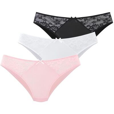 Slip PETITE FLEUR, Damen, Gr. 40/42, bunt (rosa, weiß, schwarz), Microtouch, Obermaterial: 87% Polyamid, 13% Elasthan, Unterhosen Slip, mit Spitzeneinsätzen Slip PETITE FLEUR, Damen, Gr. 40/42, bunt (rosa, weiß, schwarz), Microtouch, Obermaterial: 87% Polyamid, 13% Elasthan, Unterhosen Slip, mit Spitzeneinsätzen