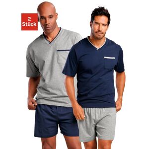 Pyjama LE JOGGER, Herren, Gr. 48/50 (M), blau (marine, grau, meliert), Jersey, Obermaterial: 100% Baumwolle, unifarben, Basic, bequem kurz, V-Ausschnitt, abgesteppte Kante, Homewear-Sets Pyjama, mit Brusttasche Pyjama LE JOGGER, Herren, Gr. 48/50 (M), blau (marine, grau, meliert), Jersey, Obermaterial: 100% Baumwolle, unifarben, Basic, bequem kurz, V-Ausschnitt, abgesteppte Kante, Homewear-Sets Pyjama, mit Brusttasche