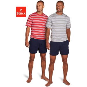 Pyjama AUTHENTIC LE JOGGER, Herren, Gr. 48/50 (M), rot (rot, grau), Jersey, Obermaterial: 100% Baumwolle, gestreift, unifarben, Basic, bequem kurz, Rundhals, abgesteppte Kante, Homewear-Sets Pyjama, Schlafanzug mit gestreiften Oberteilen Pyjama AUTHENTIC LE JOGGER, Herren, Gr. 48/50 (M), rot (rot, grau), Jersey, Obermaterial: 100% Baumwolle, gestreift, unifarben, Basic, bequem kurz, Rundhals, abgesteppte Kante, Homewear-Sets Pyjama, Schlafanzug mit gestreiften Oberteilen