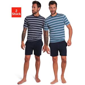 Pyjama AUTHENTIC LE JOGGER, Herren, Gr. 60/62 (XXL), blau (navy, petrol), Jersey, Obermaterial: 100% Baumwolle, gestreift, unifarben, Basic, bequem kurz, Rundhals, abgesteppte Kante, Homewear-Sets Pyjama, Schlafanzug mit gestreiften Oberteilen Pyjama AUTHENTIC LE JOGGER, Herren, Gr. 60/62 (XXL), blau (navy, petrol), Jersey, Obermaterial: 100% Baumwolle, gestreift, unifarben, Basic, bequem kurz, Rundhals, abgesteppte Kante, Homewear-Sets Pyjama, Schlafanzug mit gestreiften Oberteilen