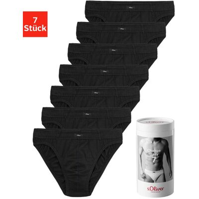 Slip S.OLIVER "Herren Unterhose", Herren, Gr. S, 7 Stk., schwarz, Jersey, Obermaterial: 100% Baumwolle, unifarben, körpernah, Unterhosen Slip, Wochenration in einer Dose Slip S.OLIVER "Herren Unterhose", Herren, Gr. S, 7 Stk., schwarz, Jersey, Obermaterial: 100% Baumwolle, unifarben, körpernah, Unterhosen Slip, Wochenration in einer Dose