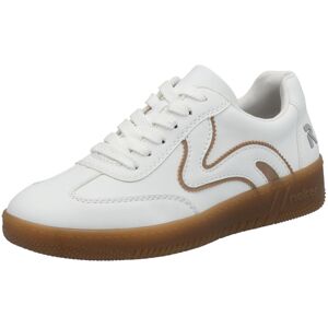 Plateausneaker RIEKER SPORT, Damen, Gr. 38, gelb (weiß, camelfarben), Lederimitat, Schuhe Plateausneaker, Freizeitschuh, Halbschuh, Schnürschuh in veganer Verarbeitung Plateausneaker RIEKER SPORT, Damen, Gr. 38, gelb (weiß, camelfarben), Lederimitat, Schuhe Plateausneaker, Freizeitschuh, Halbschuh, Schnürschuh in veganer Verarbeitung