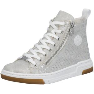 Sneaker RIEKER, Damen, Gr. 37, grau (grau, silberfarben), Lederimitat, bedruckt, Schuhe Sneaker, High Top-Sneaker, Freizeitschuh, Schnürschuh mit Plateausohle Sneaker RIEKER, Damen, Gr. 37, grau (grau, silberfarben), Lederimitat, bedruckt, Schuhe Sneaker, High Top-Sneaker, Freizeitschuh, Schnürschuh mit Plateausohle