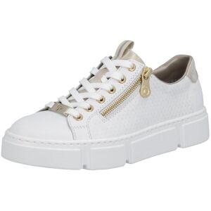 Plateausneaker RIEKER, Damen, Gr. 36, gold (weiß, goldfarben), Leder, Lederimitat, Schuhe Plateausneaker, mit goldfarbenen Details, Freizeitschuh, Halbschuh, Schnürschuh Plateausneaker RIEKER, Damen, Gr. 36, gold (weiß, goldfarben), Leder, Lederimitat, Schuhe Plateausneaker, mit goldfarbenen Details, Freizeitschuh, Halbschuh, Schnürschuh