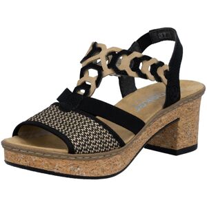 Sandalette RIEKER, Damen, Gr. 39, schwarz (schwarz, beige), Nubuklederimitat, Schuhe Sandalette, Sommerschuh, Sandale, Plateauabsatz, in elegantem Look Sandalette RIEKER, Damen, Gr. 39, schwarz (schwarz, beige), Nubuklederimitat, Schuhe Sandalette, Sommerschuh, Sandale, Plateauabsatz, in elegantem Look