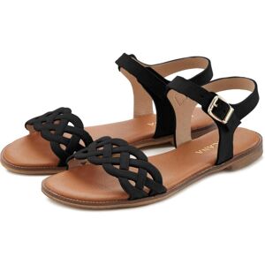 Sandale LASCANA "Sommerschuh", Mädchen, Gr. 41, schwarz, Obermaterial: 100% Rindsleder. Decksohle: 50% Lederimitat, 50% Polyester. Futter: 50% Lederimitat, 50% Polyester. Laufsohle: 100% Synthetik, Veloursleder, unifarben, Basic, Schuhe Sandale, Sandalett Sandale LASCANA "Sommerschuh", Mädchen, Gr. 41, schwarz, Obermaterial: 100% Rindsleder. Decksohle: 50% Lederimitat, 50% Polyester. Futter: 50% Lederimitat, 50% Polyester. Laufsohle: 100% Synthetik, Veloursleder, unifarben, Basic, Schuhe Sandale, Sandalett