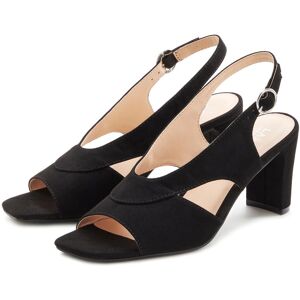 Sandalette LASCANA "Sandale, Sommerschuh", Damen, Gr. 41, schwarz, Obermaterial: 100% Textilmaterial. Decksohle: 100% Lederimitat. Futter: 100% Lederimitat. Laufsohle: 100% Synthetik, unifarben, festlich, Schuhe Sandalette, mit Blockabsatz und raffinierte Sandalette LASCANA "Sandale, Sommerschuh", Damen, Gr. 41, schwarz, Obermaterial: 100% Textilmaterial. Decksohle: 100% Lederimitat. Futter: 100% Lederimitat. Laufsohle: 100% Synthetik, unifarben, festlich, Schuhe Sandalette, mit Blockabsatz und raffinierte