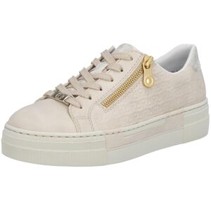 Plateausneaker RIEKER, Damen, Gr. 41, beige (creme), Lederimitat, Schuhe Plateausneaker, mit goldfarbenem Reissverschluss, Freizeitschuh, Halbschuh, Schnürschuh Plateausneaker RIEKER, Damen, Gr. 41, beige (creme), Lederimitat, Schuhe Plateausneaker, mit goldfarbenem Reissverschluss, Freizeitschuh, Halbschuh, Schnürschuh