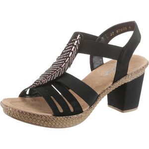 Sandalette RIEKER, Damen, Gr. 41, schwarz, Nubuklederimitat, unifarben, Schuhe Sandalette, Sommerschuh, Sandale, Plateauabsatz, mit Strass-Steinchen verziert Sandalette RIEKER, Damen, Gr. 41, schwarz, Nubuklederimitat, unifarben, Schuhe Sandalette, Sommerschuh, Sandale, Plateauabsatz, mit Strass-Steinchen verziert