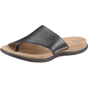 Zehentrenner GABOR, Damen, Gr. 37, schwarz, Nappaleder, Schuhe Zehentrenner, Keilabsatz, Sommerschuh, Dianette mit kontrastfarbiger Stickerei Zehentrenner GABOR, Damen, Gr. 37, schwarz, Nappaleder, Schuhe Zehentrenner, Keilabsatz, Sommerschuh, Dianette mit kontrastfarbiger Stickerei