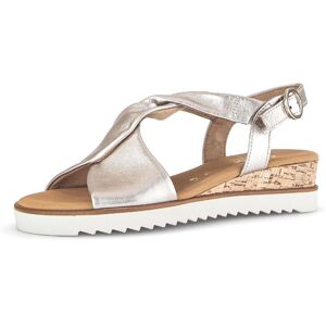 Sandalette GABOR "GENUA", Damen, Gr. 44, gold (goldfarben), Glattleder, metallic, Schuhe Sandalette, Keilabsatz, Sommerschuh, Riemchensandale in Komfortweite G (=weit) Sandalette GABOR "GENUA", Damen, Gr. 44, gold (goldfarben), Glattleder, metallic, Schuhe Sandalette, Keilabsatz, Sommerschuh, Riemchensandale in Komfortweite G (=weit)