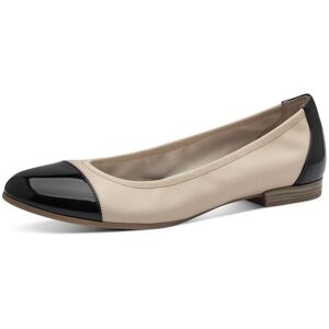 Ballerina TAMARIS, Damen, Gr. 37, beige (hellbeige kombiniert), Leder, Lederimitat, Schuhe Ballerina, Blockabsatz, Businessschuh, Schlupfschuh mit Elastikeinfass Ballerina TAMARIS, Damen, Gr. 37, beige (hellbeige kombiniert), Leder, Lederimitat, Schuhe Ballerina, Blockabsatz, Businessschuh, Schlupfschuh mit Elastikeinfass