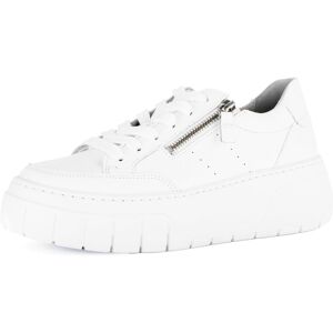 Plateausneaker GABOR, Damen, Gr. 42, weiss (weiß), Kalbsleder, unifarben, Schuhe Plateausneaker, Freizeitzschuh, Halbschuh, Schnürschuh mit Lochmuster Plateausneaker GABOR, Damen, Gr. 42, weiss (weiß), Kalbsleder, unifarben, Schuhe Plateausneaker, Freizeitzschuh, Halbschuh, Schnürschuh mit Lochmuster