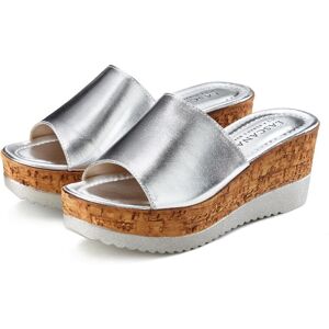 Pantolette LASCANA "Sommerschuh, offener Schuh, Mule, Sandalette", Damen, Gr. 36, silber (silberfarben), Obermaterial: 100% Ziegenleder. Decksohle: 100% Ziegenleder. Futter: 100% Synthetik. Laufsohle: 100% Synthetik, mehrfarbig, metallic, Schuhe Pantolett Pantolette LASCANA "Sommerschuh, offener Schuh, Mule, Sandalette", Damen, Gr. 36, silber (silberfarben), Obermaterial: 100% Ziegenleder. Decksohle: 100% Ziegenleder. Futter: 100% Synthetik. Laufsohle: 100% Synthetik, mehrfarbig, metallic, Schuhe Pantolett