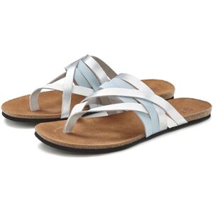 Zehentrenner LASCANA "Sommerschuh, offener Schuh, Pantolette, Sandale", Damen, Gr. 39, blau, Obermaterial: 100% Rindsleder. Decksohle: 100% Rindsleder. Laufsohle: 100% Synthetik, metallic, Basic, Schuhe Zehentrenner, aus Leder mit Korkfussbett Zehentrenner LASCANA "Sommerschuh, offener Schuh, Pantolette, Sandale", Damen, Gr. 39, blau, Obermaterial: 100% Rindsleder. Decksohle: 100% Rindsleder. Laufsohle: 100% Synthetik, metallic, Basic, Schuhe Zehentrenner, aus Leder mit Korkfussbett