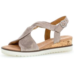 Keilsandalette GABOR "GENUA", Damen, Gr. 36, grau (taupe), Ziegenveloursleder, metallic, Schuhe Keilsandalette, Sommerschuh, Sandale, Keilabsatz, mit Metallic-Effekt, G-Weite Keilsandalette GABOR "GENUA", Damen, Gr. 36, grau (taupe), Ziegenveloursleder, metallic, Schuhe Keilsandalette, Sommerschuh, Sandale, Keilabsatz, mit Metallic-Effekt, G-Weite