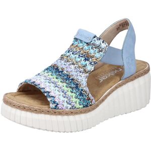 Plateausandaletten RIEKER, Damen, Gr. 37, blau (hellblau kombiniert), Lederimitat, Flechtoptik, Schuhe Plateausandaletten, Sommerschuh, Sandale, Plateauabsatz, mit Gummizug Plateausandaletten RIEKER, Damen, Gr. 37, blau (hellblau kombiniert), Lederimitat, Flechtoptik, Schuhe Plateausandaletten, Sommerschuh, Sandale, Plateauabsatz, mit Gummizug