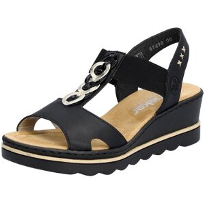 Keilsandalette RIEKER, Damen, Gr. 39, schwarz, Lederimitat, Schuhe Keilsandalette, Sommerschuh, Sandale, Keilabsatz, mit Gummizug für perfekten Sitz Keilsandalette RIEKER, Damen, Gr. 39, schwarz, Lederimitat, Schuhe Keilsandalette, Sommerschuh, Sandale, Keilabsatz, mit Gummizug für perfekten Sitz