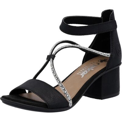 Sandalette RIEKER, Damen, Gr. 41, schwarz, Lederimitat, unifarben, Schuhe Sandalette, Sommerschuh, Sandale, Blockabsatz, mit praktischem Klettverschluss Sandalette RIEKER, Damen, Gr. 41, schwarz, Lederimitat, unifarben, Schuhe Sandalette, Sommerschuh, Sandale, Blockabsatz, mit praktischem Klettverschluss