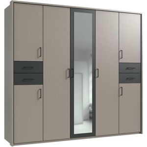 Drehtürenschrank WIMEX "Vegas", schwarz (saharagrau, graphit, griffe schwarz), B:228cm H:210cm T:58cm, Holzwerkstoff, Schränke, Drehtürenschrank, inklusive Passepartout-Rahmen, mit Spiegeltüren und Schubladen Drehtürenschrank WIMEX "Vegas", schwarz (saharagrau, graphit, griffe schwarz), B:228cm H:210cm T:58cm, Holzwerkstoff, Schränke, Drehtürenschrank, inklusive Passepartout-Rahmen, mit Spiegeltüren und Schubladen