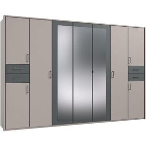 Drehtürenschrank WIMEX "Vegas", schwarz (saharagrau, graphit, griffe schwarz), B:316cm H:210cm T:58cm, Holzwerkstoff, Schränke, Drehtürenschrank, inklusive Passepartout-Rahmen, mit Spiegeltüren und Schubladen Drehtürenschrank WIMEX "Vegas", schwarz (saharagrau, graphit, griffe schwarz), B:316cm H:210cm T:58cm, Holzwerkstoff, Schränke, Drehtürenschrank, inklusive Passepartout-Rahmen, mit Spiegeltüren und Schubladen