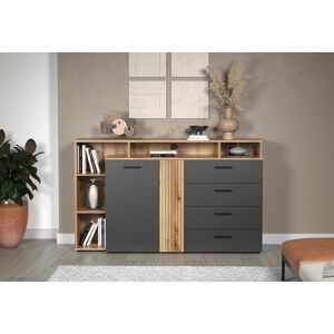 Lowboard HOME AFFAIRE "Estepona", evoke eiche, anthrazit, B:168cm H:101cm T:38cm, Holzwerkstoff, Kunststoff, Sideboards, Lowboard, TV Kommode mit 2 Türen & 4 Schubladen Vollauszug (B/T/H) 168/38/101 cm Lowboard HOME AFFAIRE "Estepona", evoke eiche, anthrazit, B:168cm H:101cm T:38cm, Holzwerkstoff, Kunststoff, Sideboards, Lowboard, TV Kommode mit 2 Türen & 4 Schubladen Vollauszug (B/T/H) 168/38/101 cm