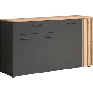 Sideboard HOME AFFAIRE "Estepona", anthrazit mit eiche, B:150cm H:83cm T:42cm, Sideboards, Sideboard, Kommode, Akustikpaneel-Look; Breite 150 cm Sideboard HOME AFFAIRE "Estepona", anthrazit mit eiche, B:150cm H:83cm T:42cm, Sideboards, Sideboard, Kommode, Akustikpaneel-Look; Breite 150 cm