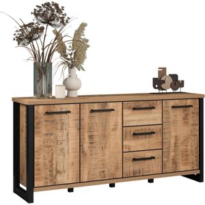 Sideboard HOME AFFAIRE "Elda", mango, schwarz, B:180cm H:86cm T:45cm, Holzwerkstoff, MDF, Metall, Sideboards, Sideboard, Sideboard mit 3 Türen & 3 Vollauszug Schubladen – (B/T/H) 180/45/86 cm Sideboard HOME AFFAIRE "Elda", mango, schwarz, B:180cm H:86cm T:45cm, Holzwerkstoff, MDF, Metall, Sideboards, Sideboard, Sideboard mit 3 Türen & 3 Vollauszug Schubladen – (B/T/H) 180/45/86 cm