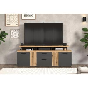 Lowboard HOME AFFAIRE "Estepona", evoke eiche, anthrazit, B:180cm H:67cm T:47cm, Holzwerkstoff, Kunststoff, Sideboards, Lowboard, Lowboard mit 4 Türen, 1 Schubkasten, 1 Klappe - (B/T/H) 180/47/67 cm Lowboard HOME AFFAIRE "Estepona", evoke eiche, anthrazit, B:180cm H:67cm T:47cm, Holzwerkstoff, Kunststoff, Sideboards, Lowboard, Lowboard mit 4 Türen, 1 Schubkasten, 1 Klappe - (B/T/H) 180/47/67 cm