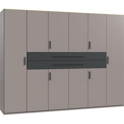 Drehtürenschrank WIMEX "Digit, erhältlich in den Breiten 180cm, 225cm oder 270cm", saharagrau, absetzung und griffe grafit, B:270cm H:208cm T:58cm, Holzwerkstoff, Schränke, Drehtürenschrank, Kleiderschrank inkl. zwei Schubkästen in zentraler Höhe Drehtürenschrank WIMEX "Digit, erhältlich in den Breiten 180cm, 225cm oder 270cm", saharagrau, absetzung und griffe grafit, B:270cm H:208cm T:58cm, Holzwerkstoff, Schränke, Drehtürenschrank, Kleiderschrank inkl. zwei Schubkästen in zentraler Höhe